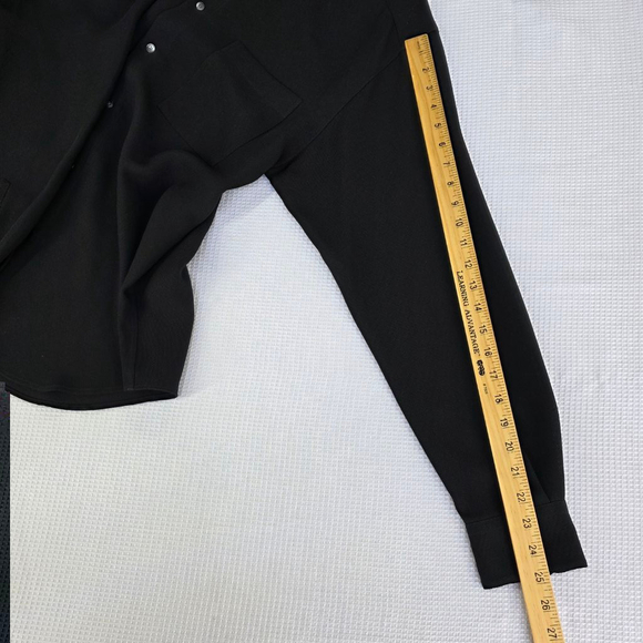 Yamato Japan Shirt Men M Black Textured Long Sleeve Minimalist Quiet Luxury - Picture 11 of 13